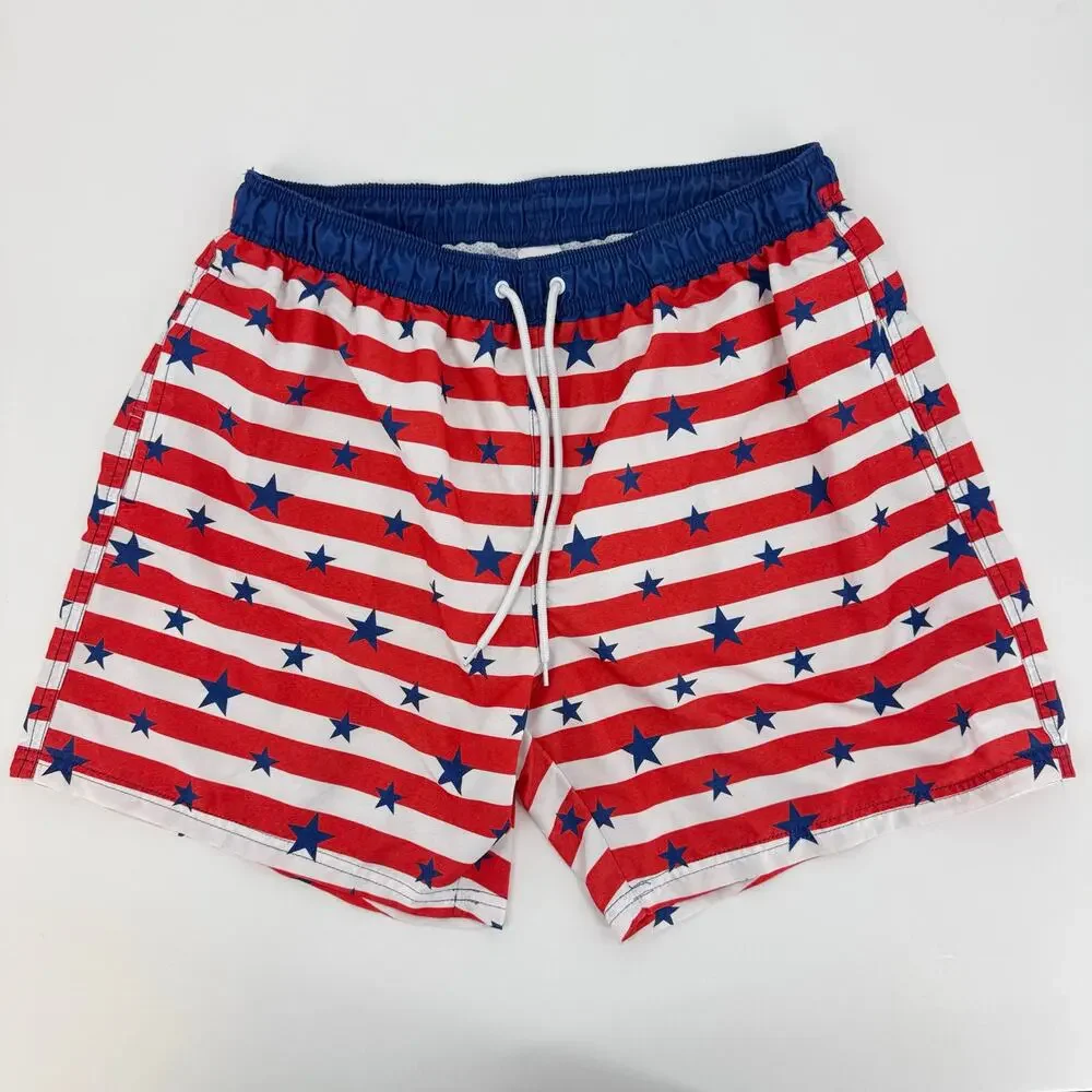Lot of 3 Men's Size Large Swim Trunks Cactus Patriotic George Lined Drawstring
